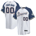 Custom Atlanta Braves Peaches n Cream Alternate Jersey - Navy